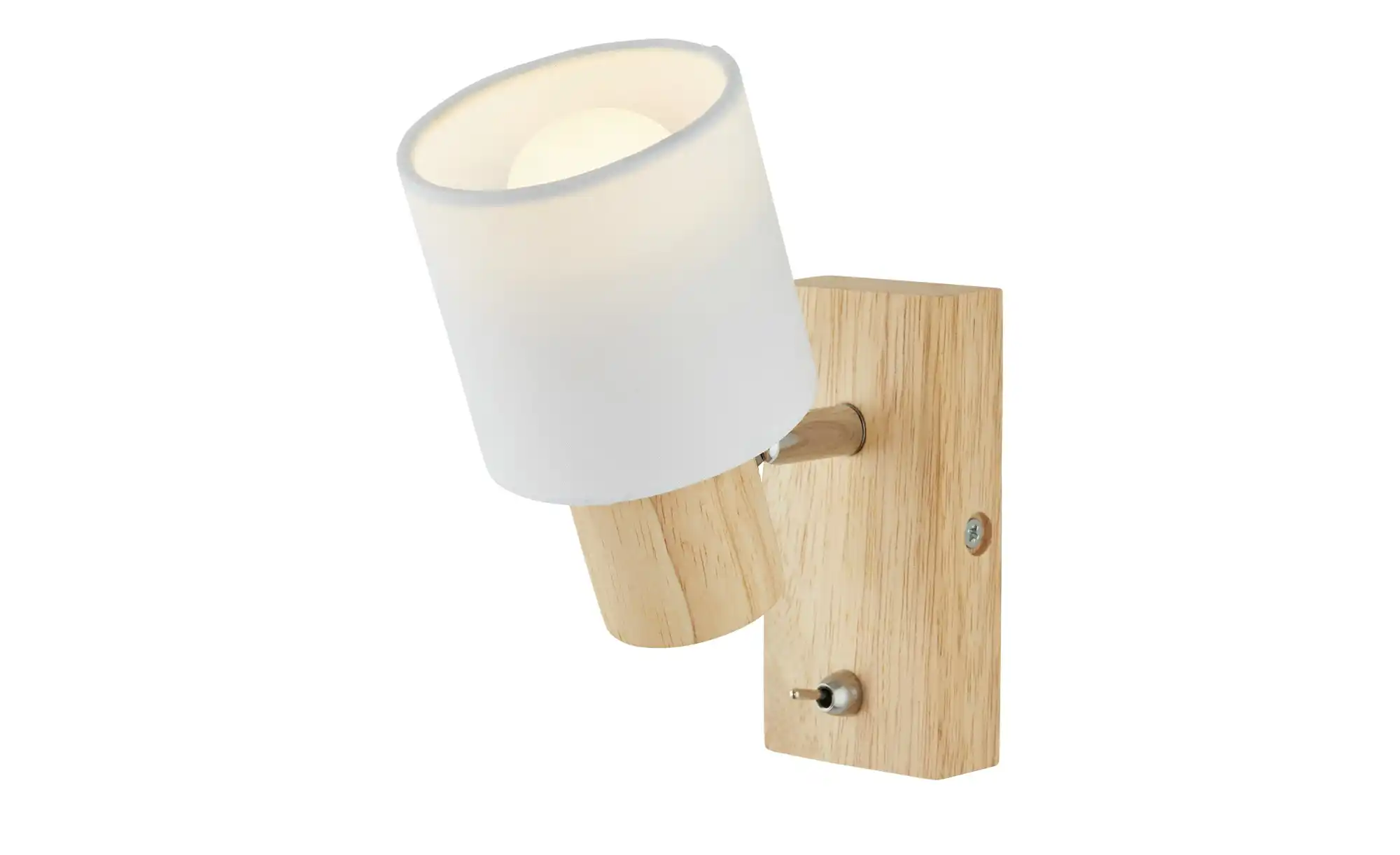 KHG Wandstrahler, 1-flammig, Holz/Stoffschirm weiß