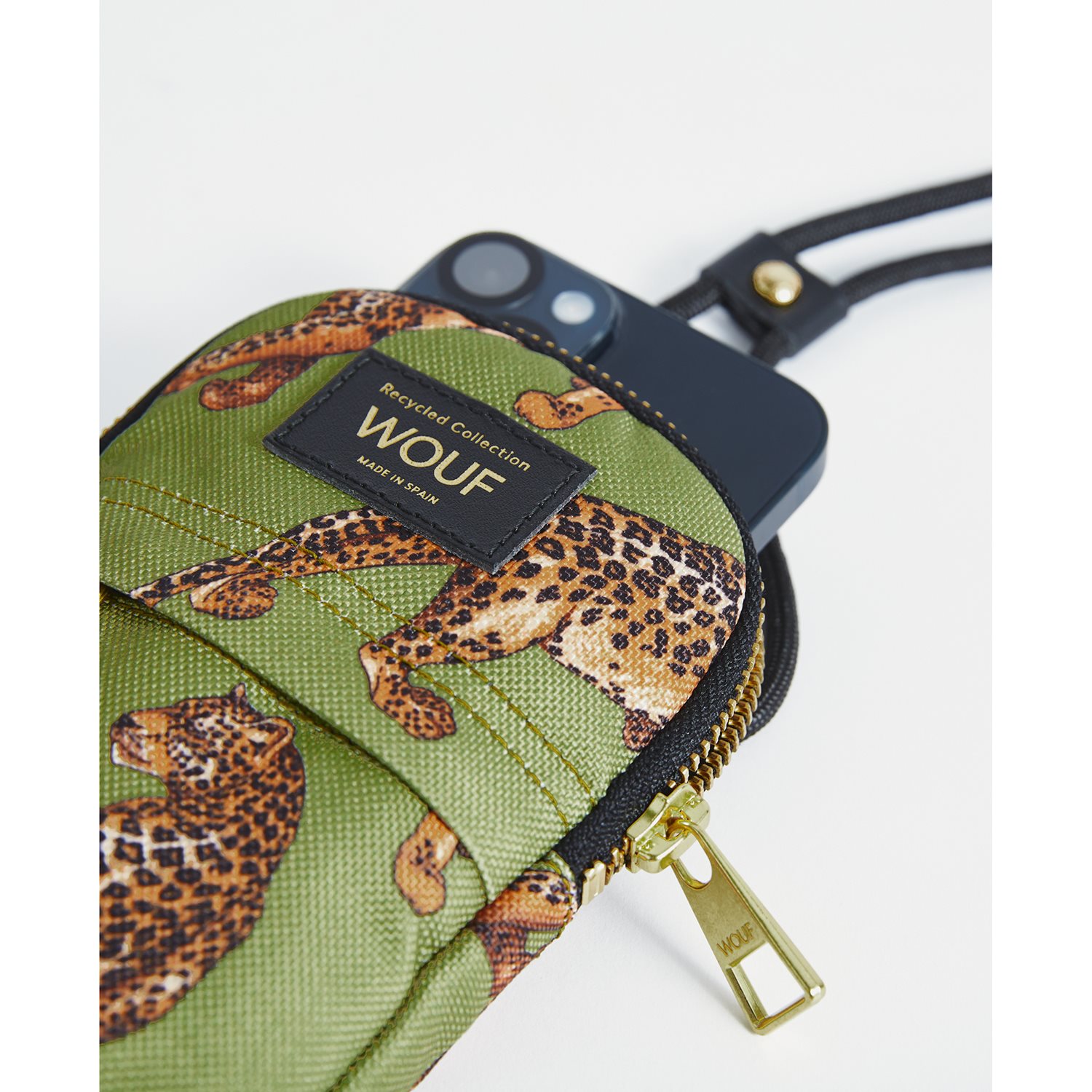 Wouf Olive Leopard Crossbody Phone Bag multi