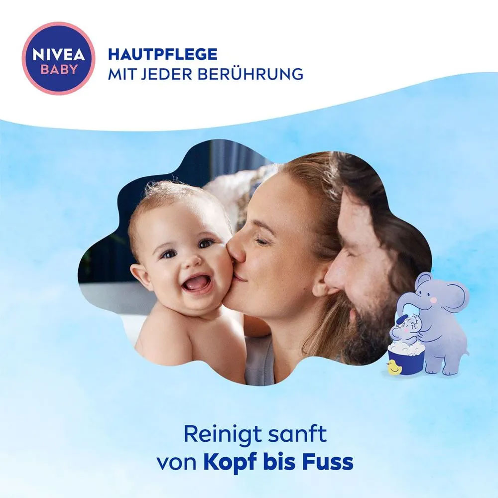 (500ml) Bad & Shampoo Kopf bis Fuss Baby Pflege Duschgel mit Mandelöl / Vitamine (80512)