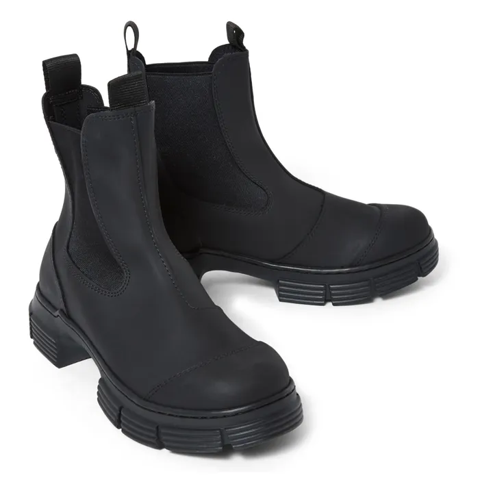 Ganni Chelsea Boots Basses Gomme Recyclée | Noir