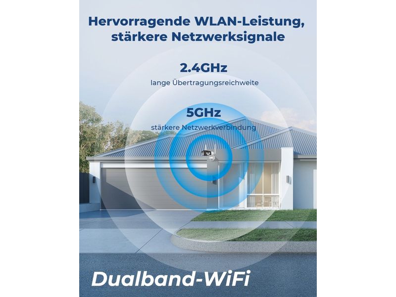 Reolink Netzwerkkamera Duo W730 180° 4K Wifi Kamera   64 GB Smarte wetterfeste 4K WLAN Dual-Kamera mit 180° Ultra-Weitwinkel, Spotlights, Personen-/Autoerkennung, farbige Nachtsicht, 2.4/5 GHz Dualband-WLAN für optimalen Empfang bis zu 50 m im Freien