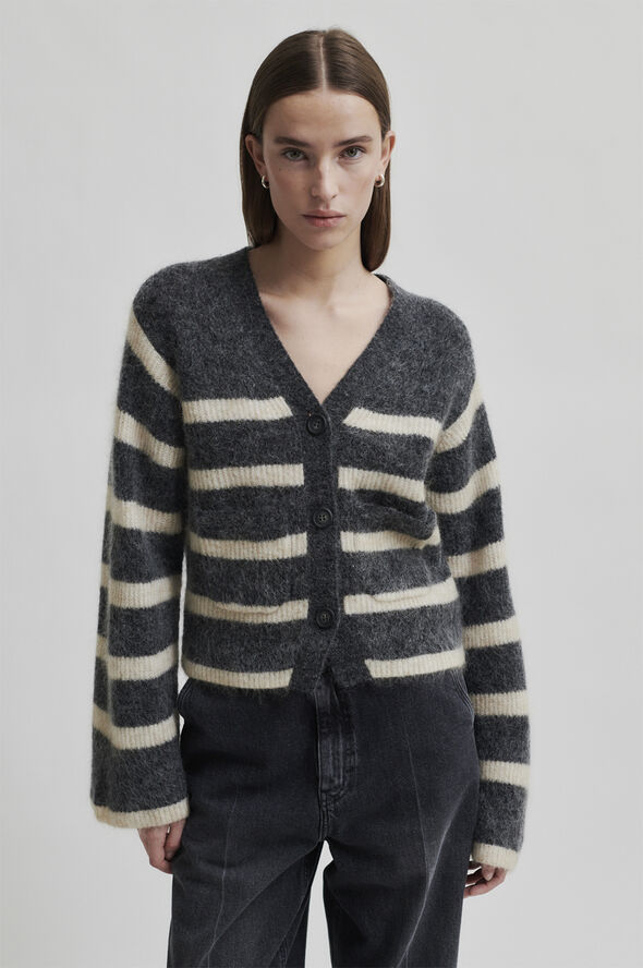 Second Female Ovalis Mohair Blend Knit Wide Sleeve Cardigan Volcanic ash