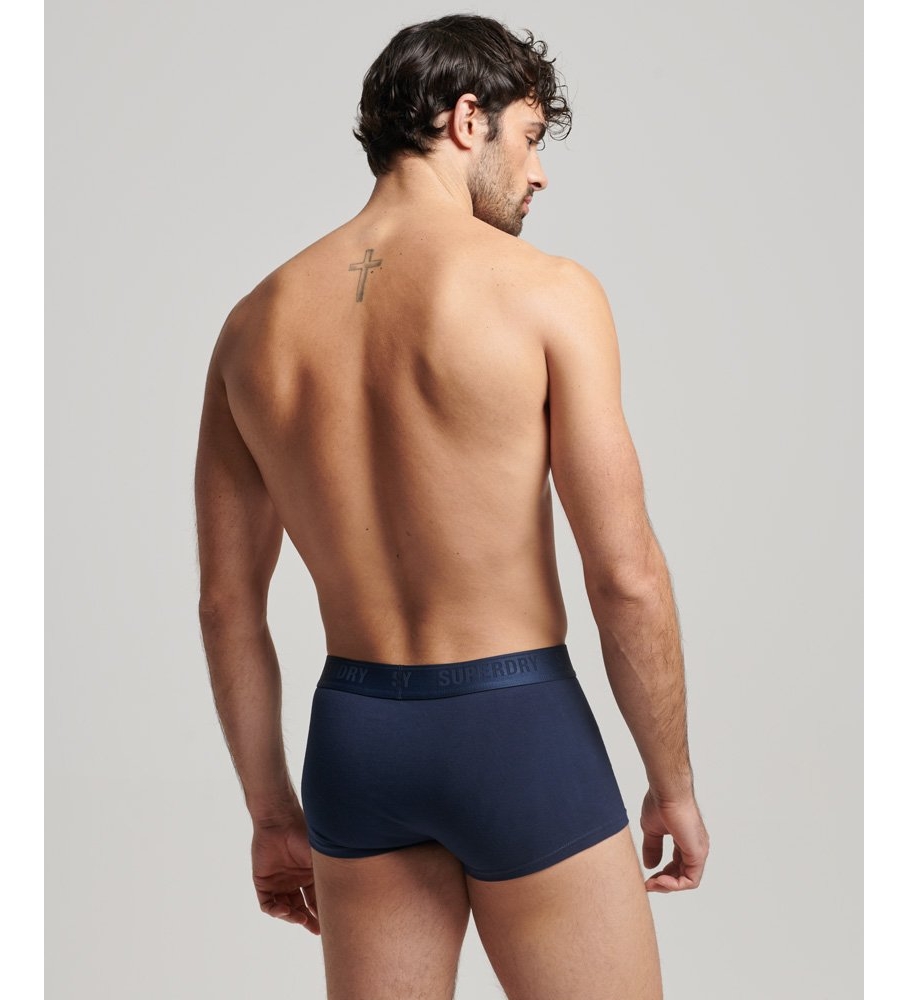 Cuecas Superdry de algodão orgânico, pacote com 3 unidades, cor azul marinho.