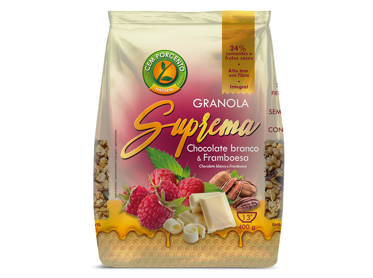 GRANOLA CEM PORCENTO SUPREMA CHOC BRANCO 400G