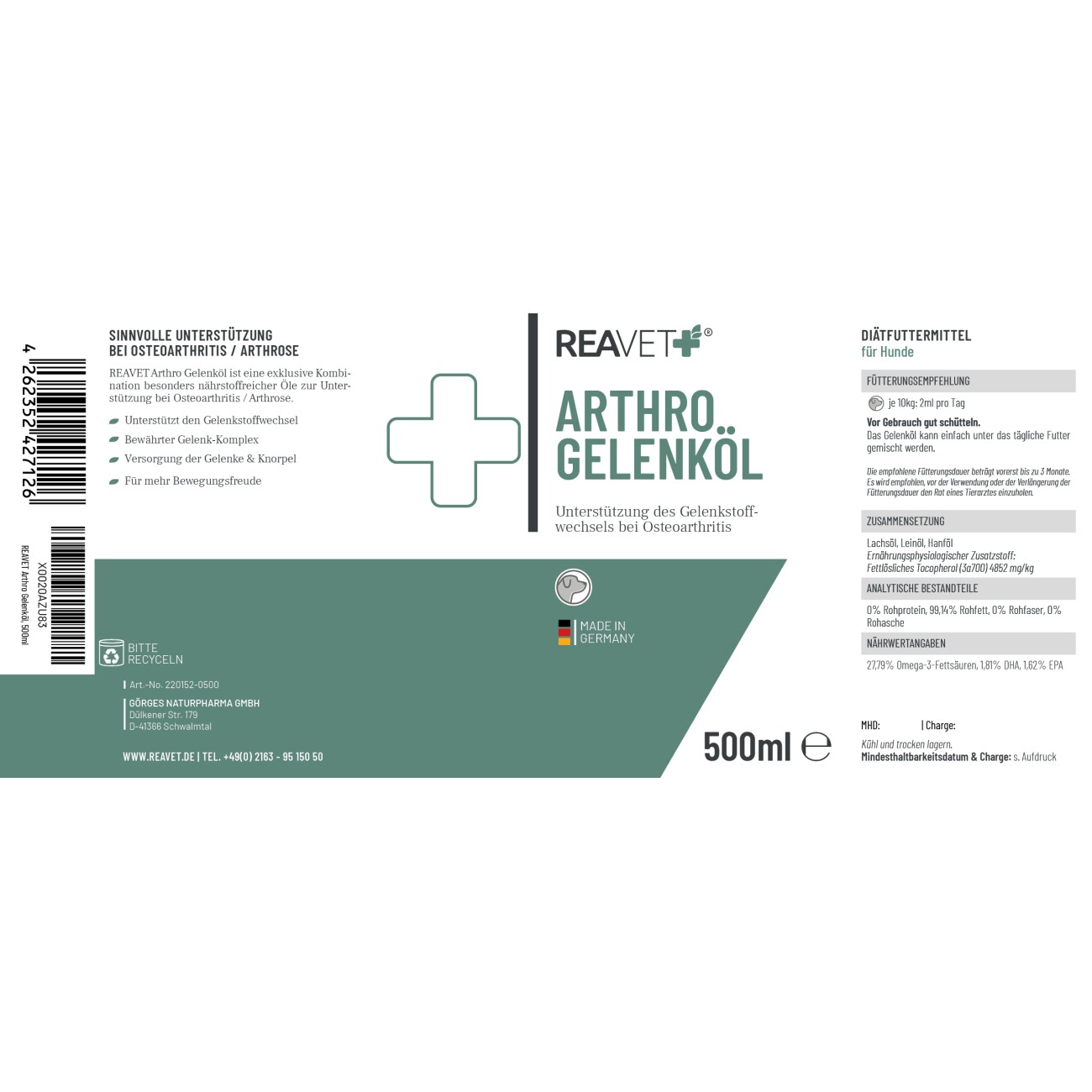 REAVET Arthro Gelenköl 500ml