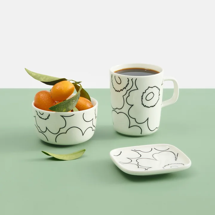 Marimekko - Oiva Piirto Unikko Teller, 10 x 10 cm, weiss / dunkelblau (60th Anniversary Collection)