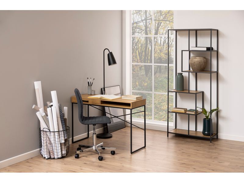 AC Design Tisch Seaford, Schwarz matt / Wildeiche matt Bürotisch im modernen Industriestil