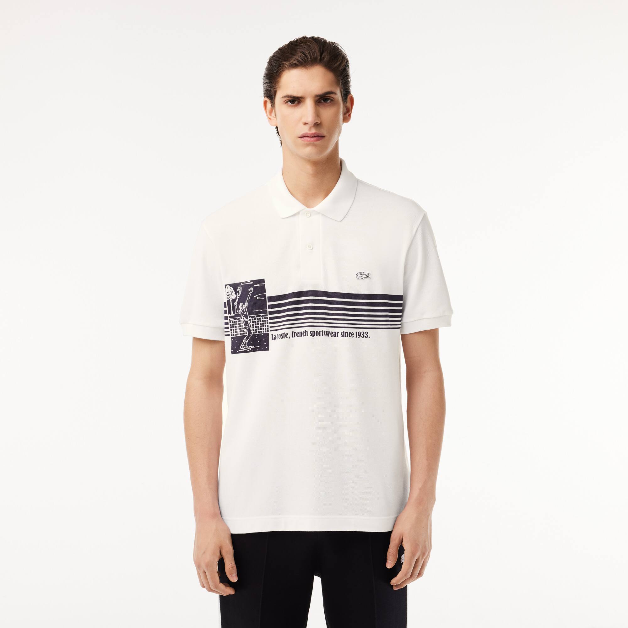 Original L.12.12 Poloshirt mit Aufdruck, in Frankreich hergestellt. Kurze Ärmel - Weiss - Lacoste - Herren