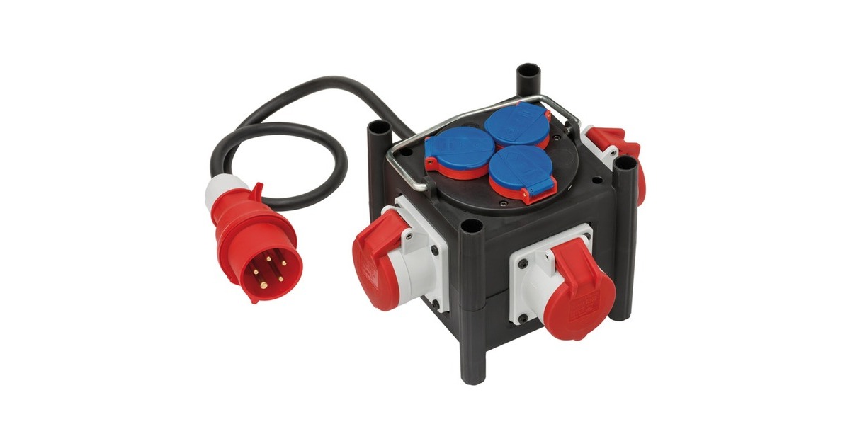 BrennenstuhlCompacte rubberen stroomverdeler BSV 3 LS E/16 2 IP44 1 meter stekkerdoos  (Zwart, 3x geaard, 3x CEE)