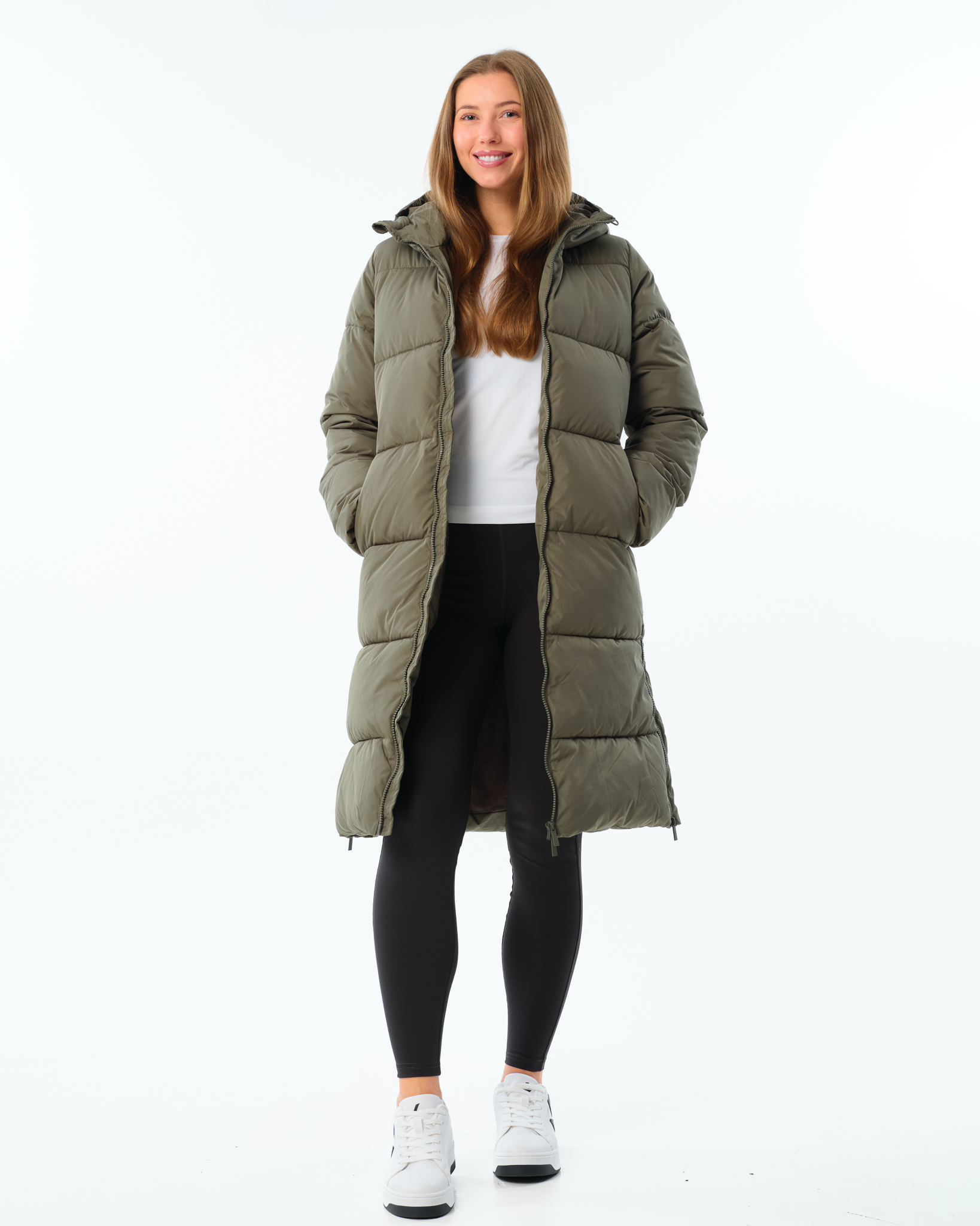 LEVITY Agnes Long Puffer Parka Green Beetle