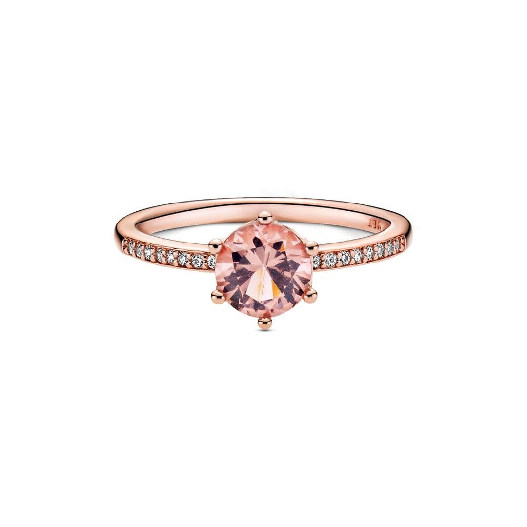 Pandora Rose Moments Rosafarbene, funkelnde Krone Solitär-Ring