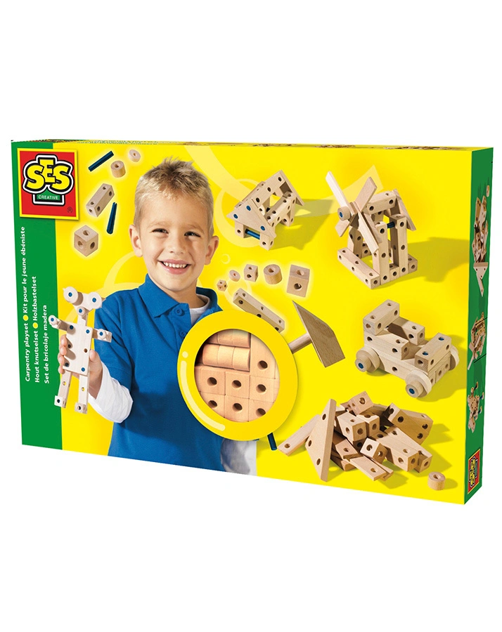 Holzkonstruktionsset mit Hammer