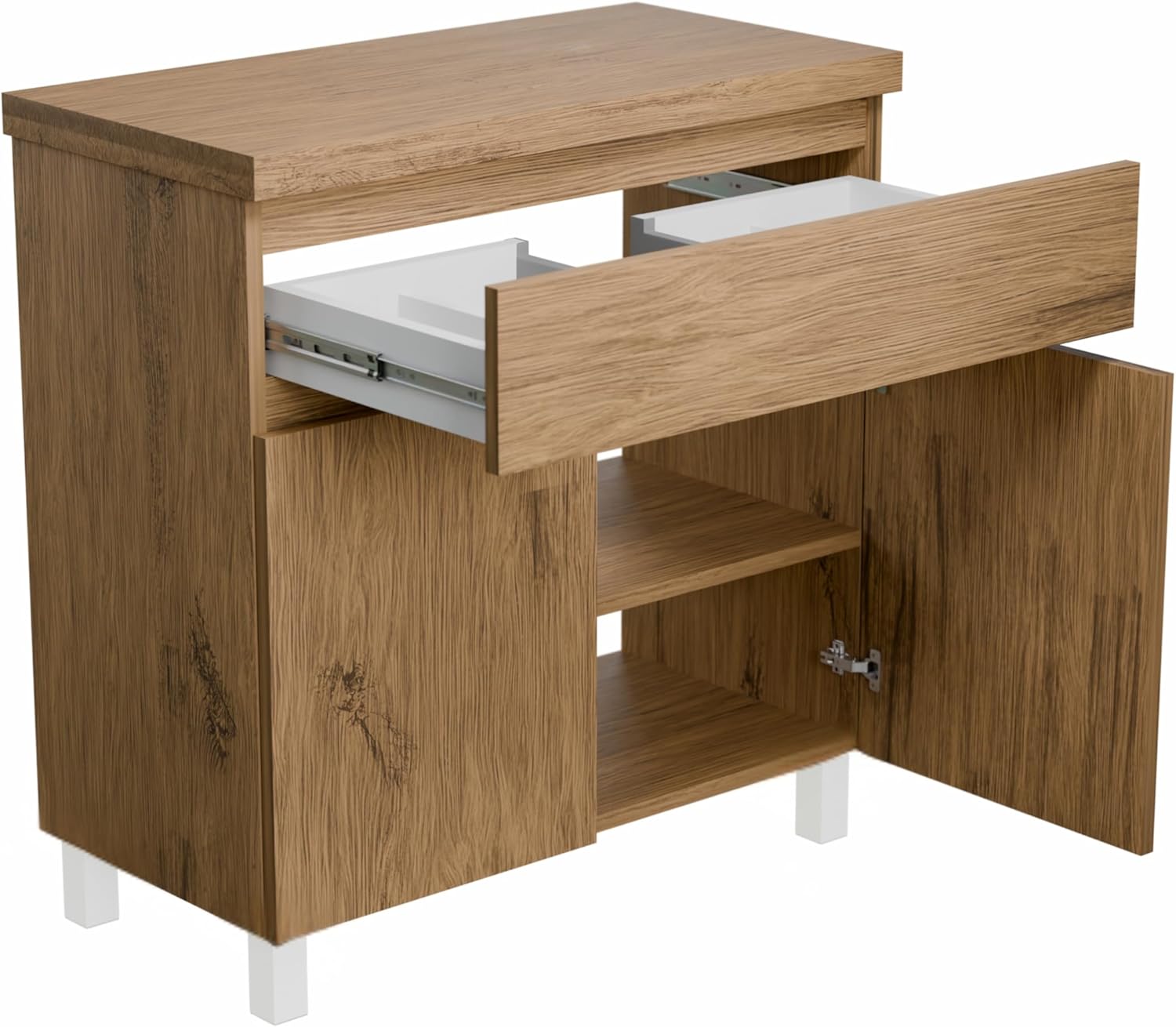 Waschbeckenunterschrank Ariza TOP 80 cm Breite, ohne Waschbecken, Unterschrank mit Schublade, Hängend oder Stehend, für Aufsatzwaschbecken - Holz/Eiche Lancelot