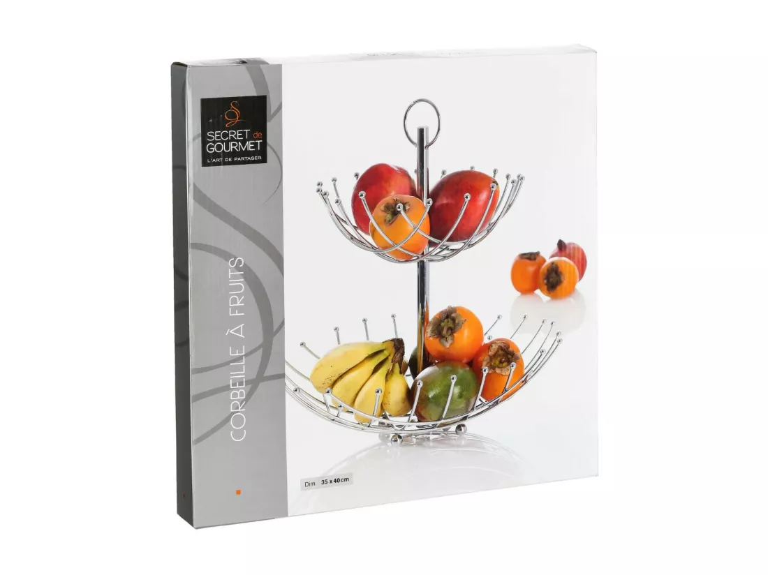 Corbeille à fruit 2 niveaux - Double panière à fruits
