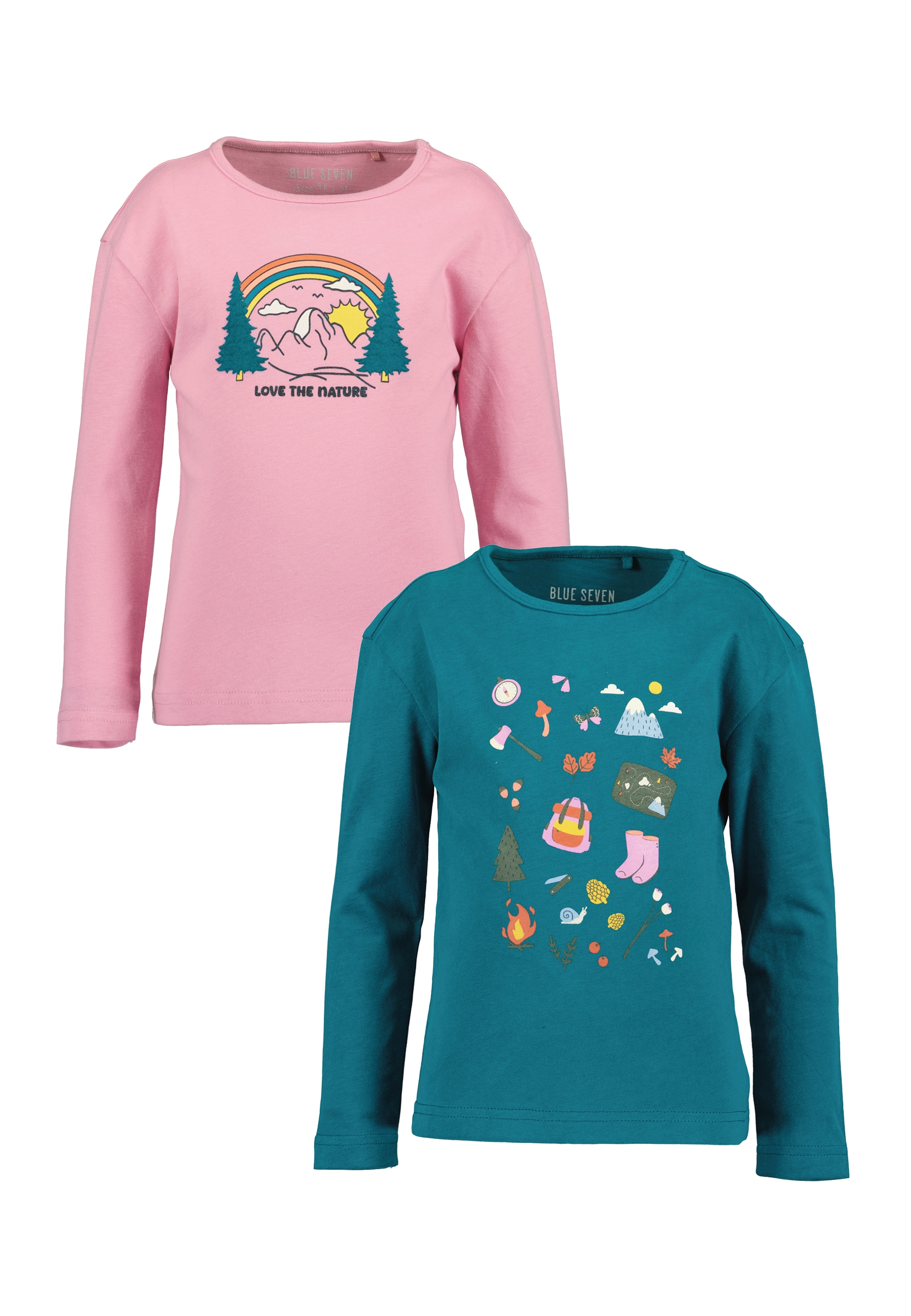 Blue Seven Langarmshirt, 2 Stk. mit tollen Frontmotiven