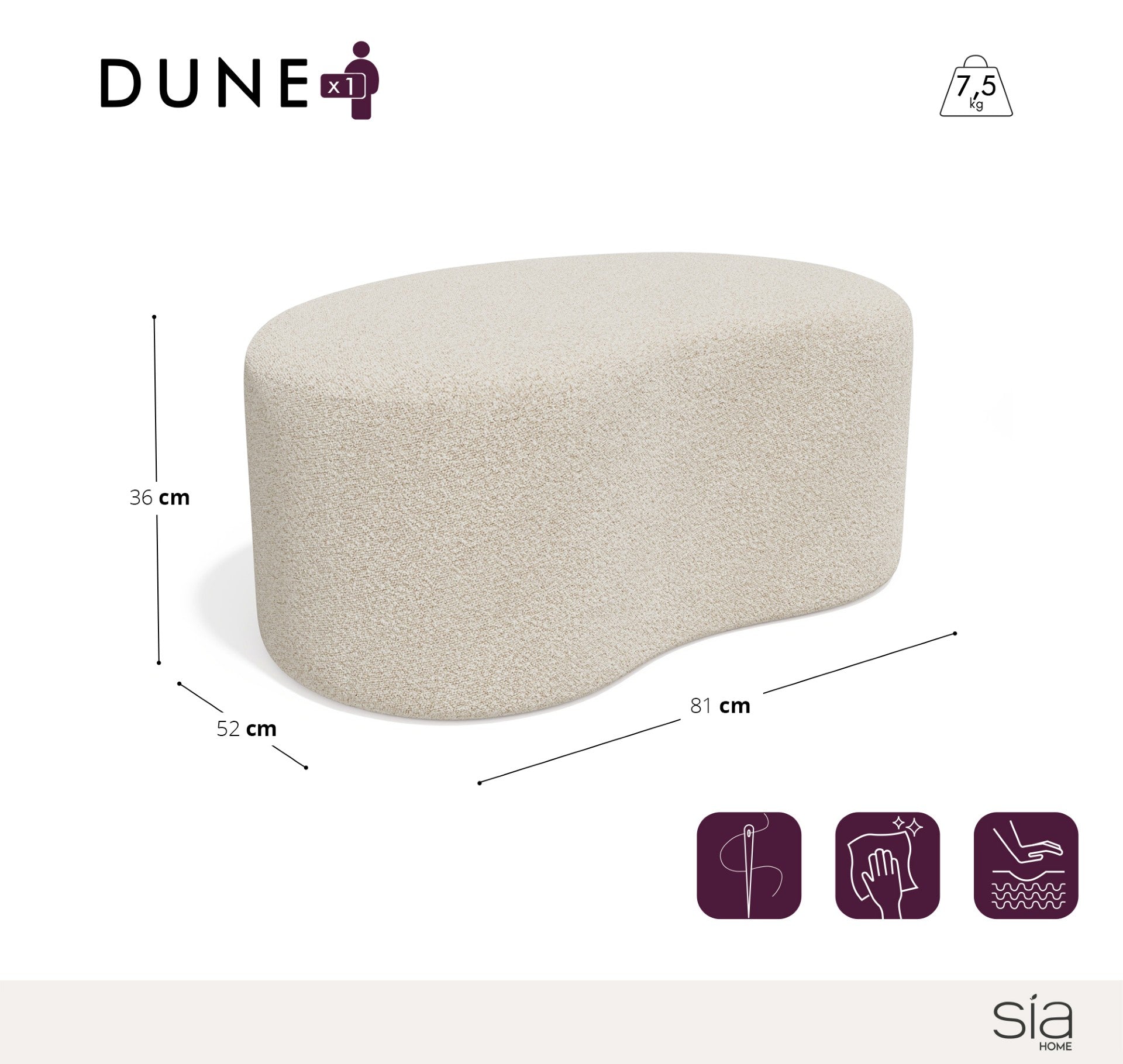 Poef DUNE Bouclette stof Mol
