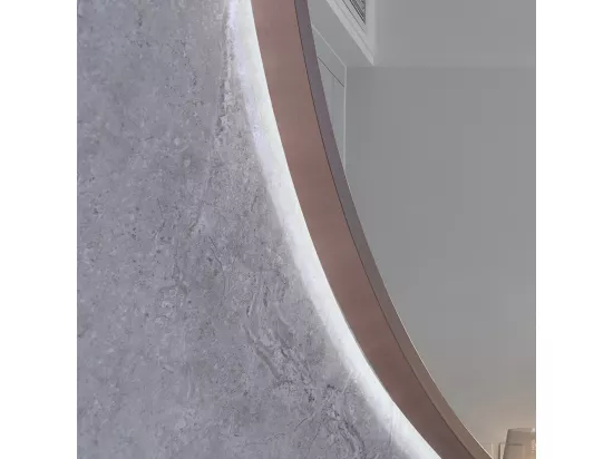 Miroir salle de bain LED rond 60cm anti buée avec cadre cuivré LB-4647RG