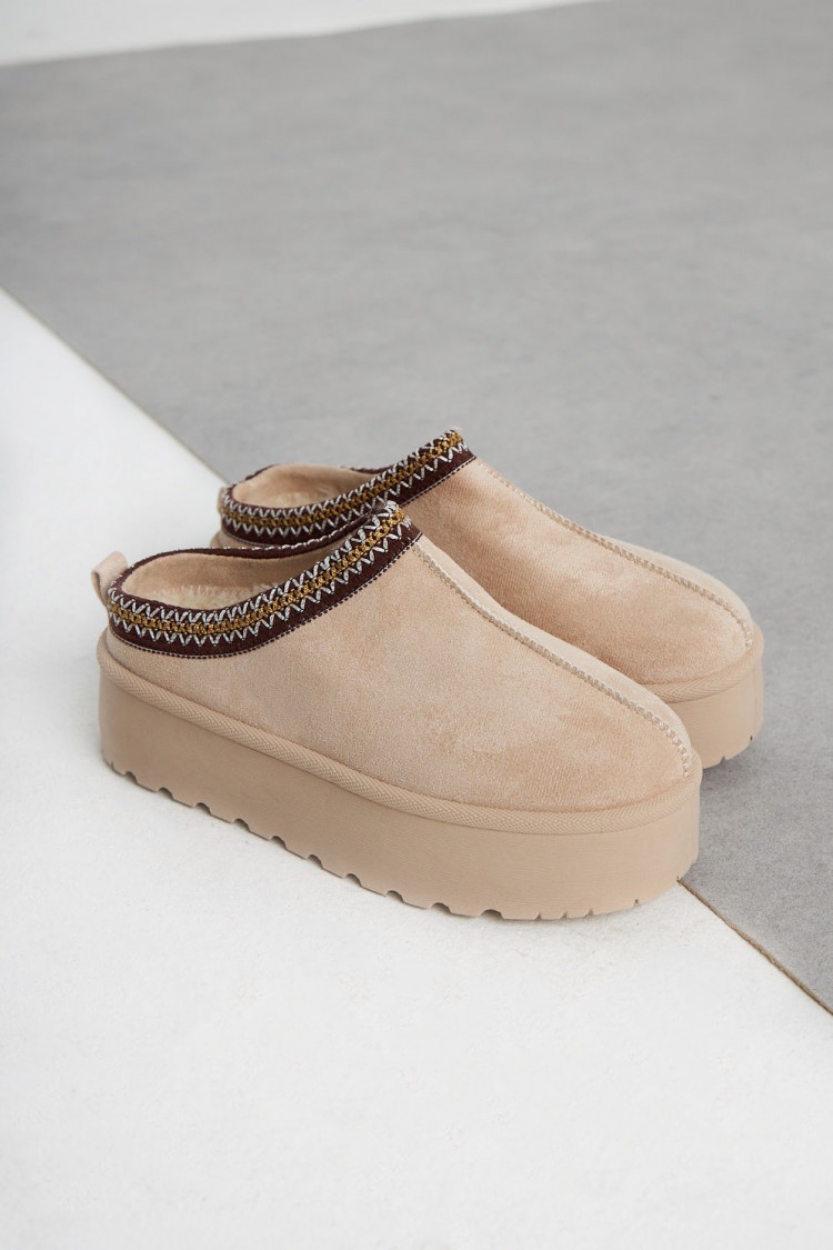 Bottines chaussons en velours compensés