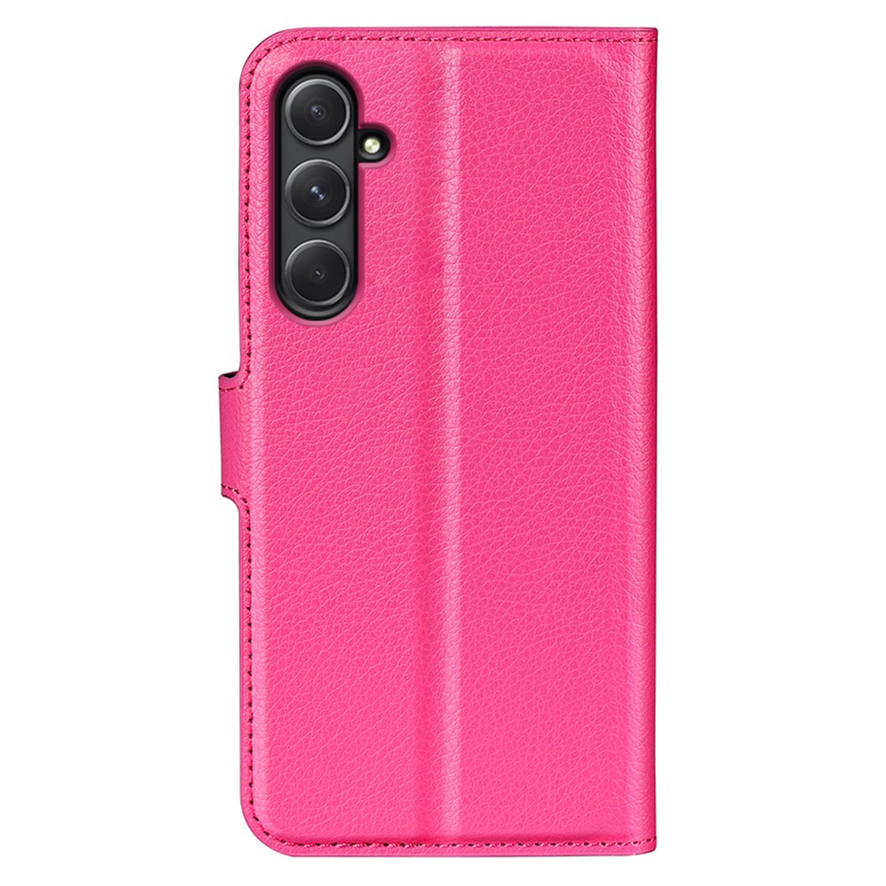 Samsung Galaxy A55 Leder Tasche Flip Cover Litchi Look - Pink
