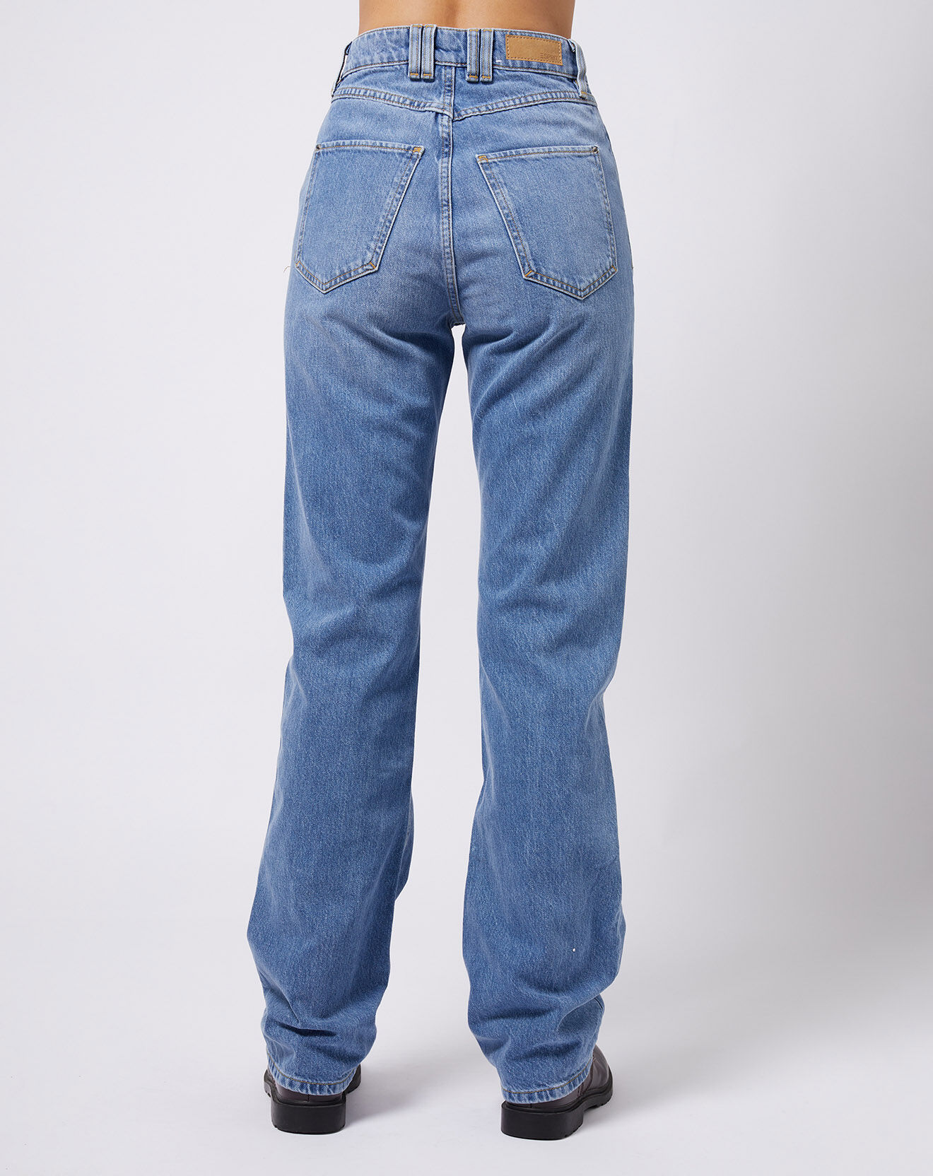 Esprit Jean coupe droite taille haute bleu moyen