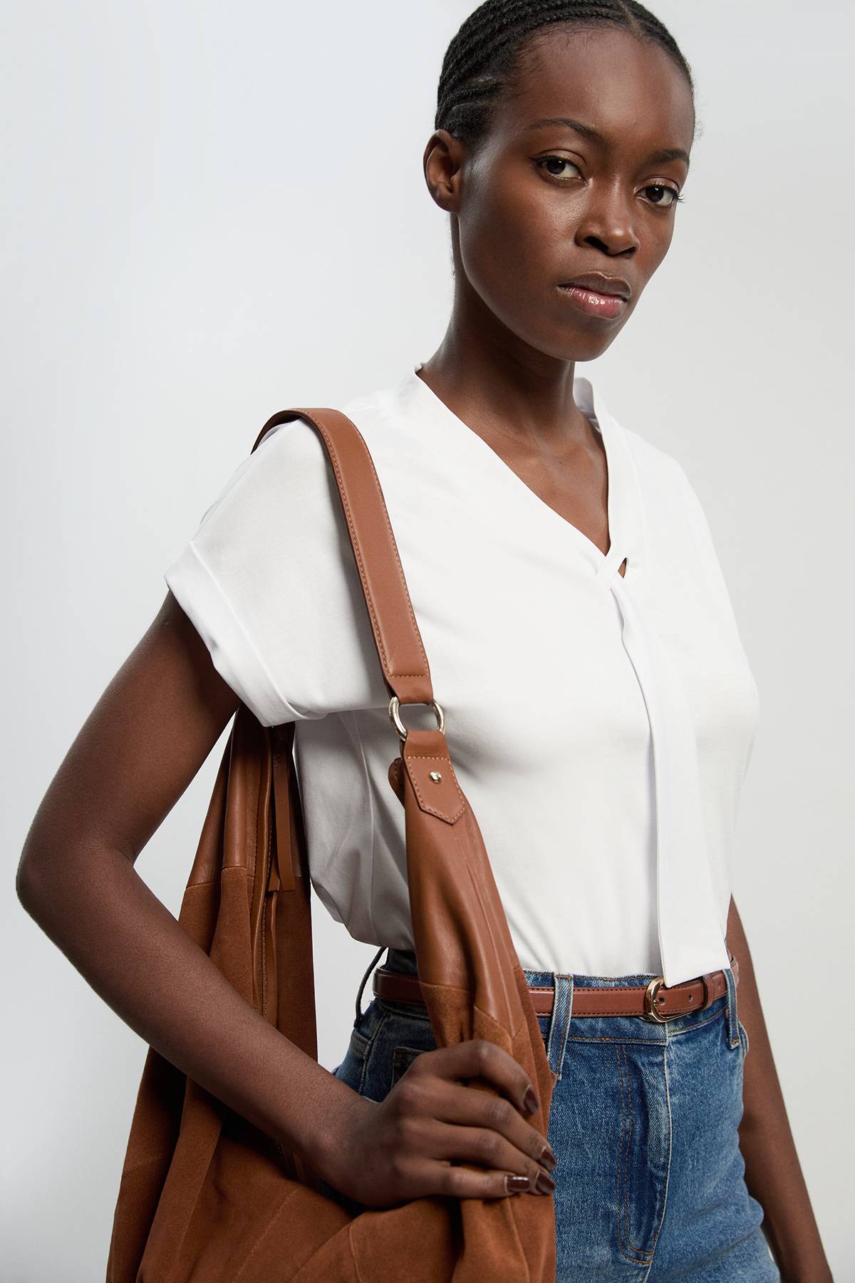 KarenMillen T-shirt Jersey Col V Avec Détail Nœud