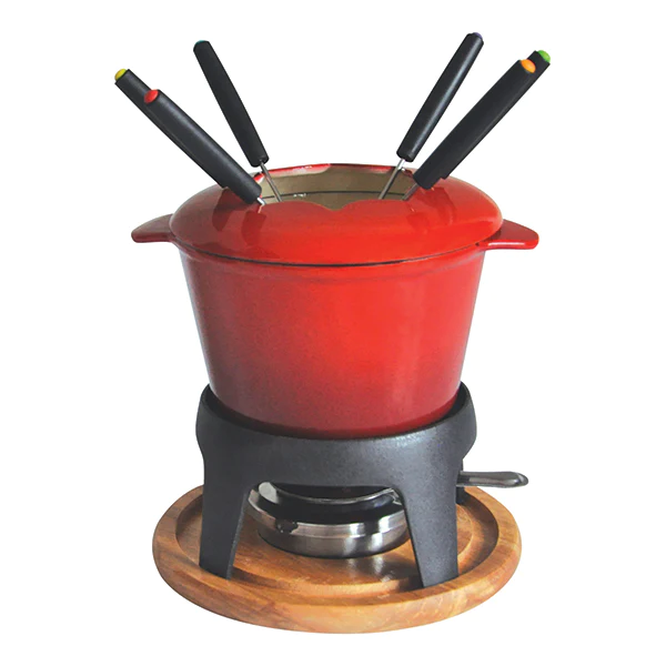 Service à fondue 6 personnes en fonte rouge 385050 Baumalu