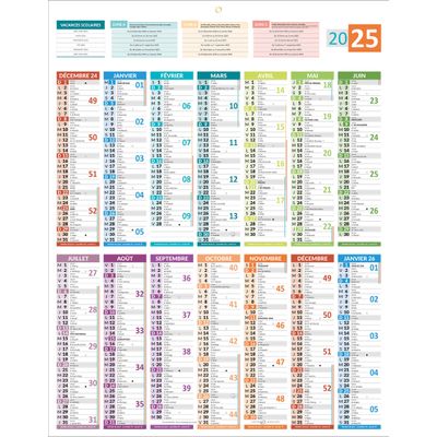 Calendrier bancaire année civile BOUCHUT 