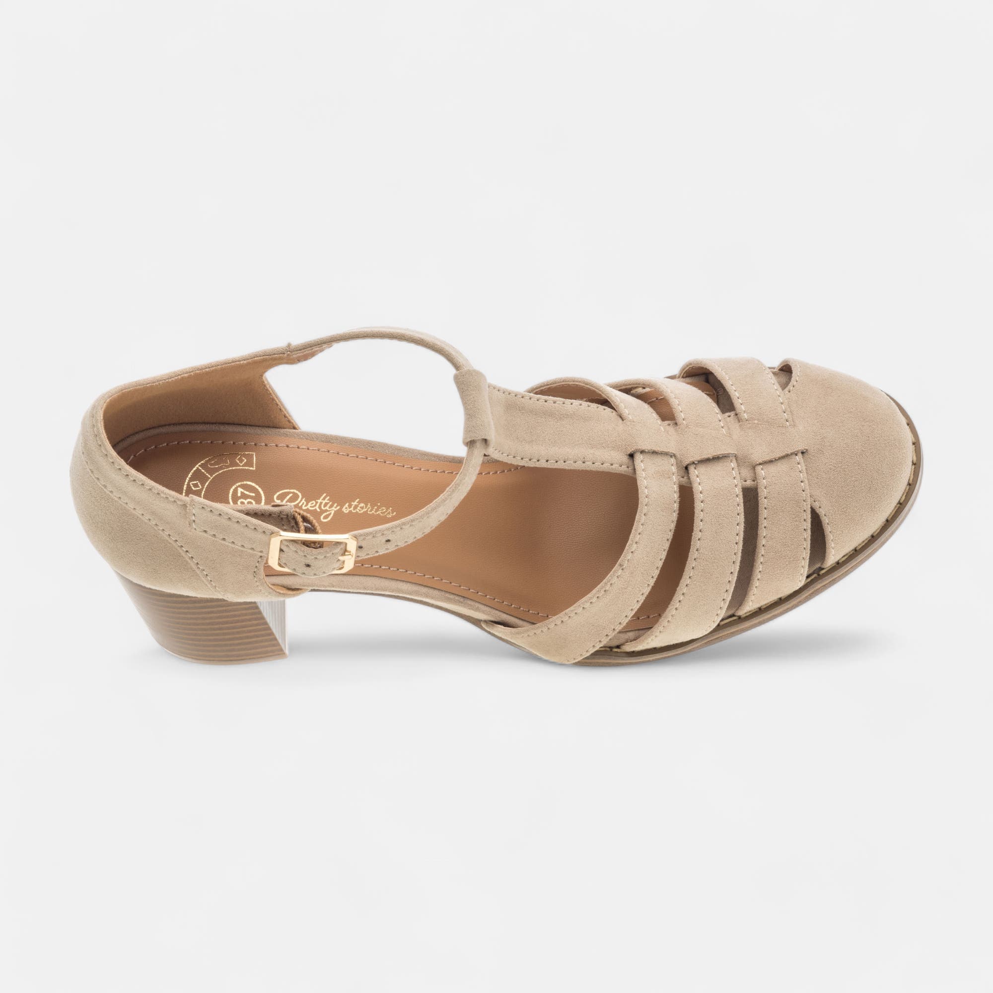 Escarpins quartiers ouverts à talon Femme beige