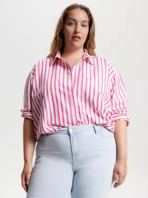 Camisa oversized listrada Curve Tommy Icons