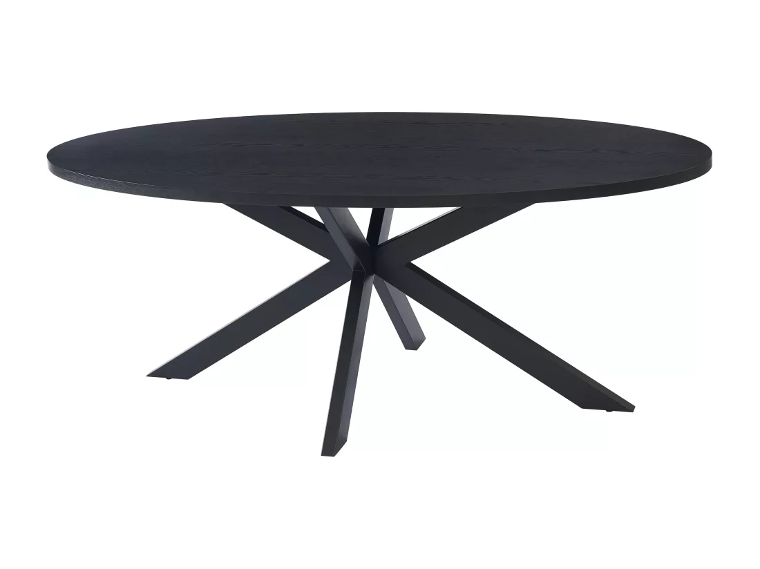 Table à manger 8 personnes placage chêne et métal - Noir - LINIOMA