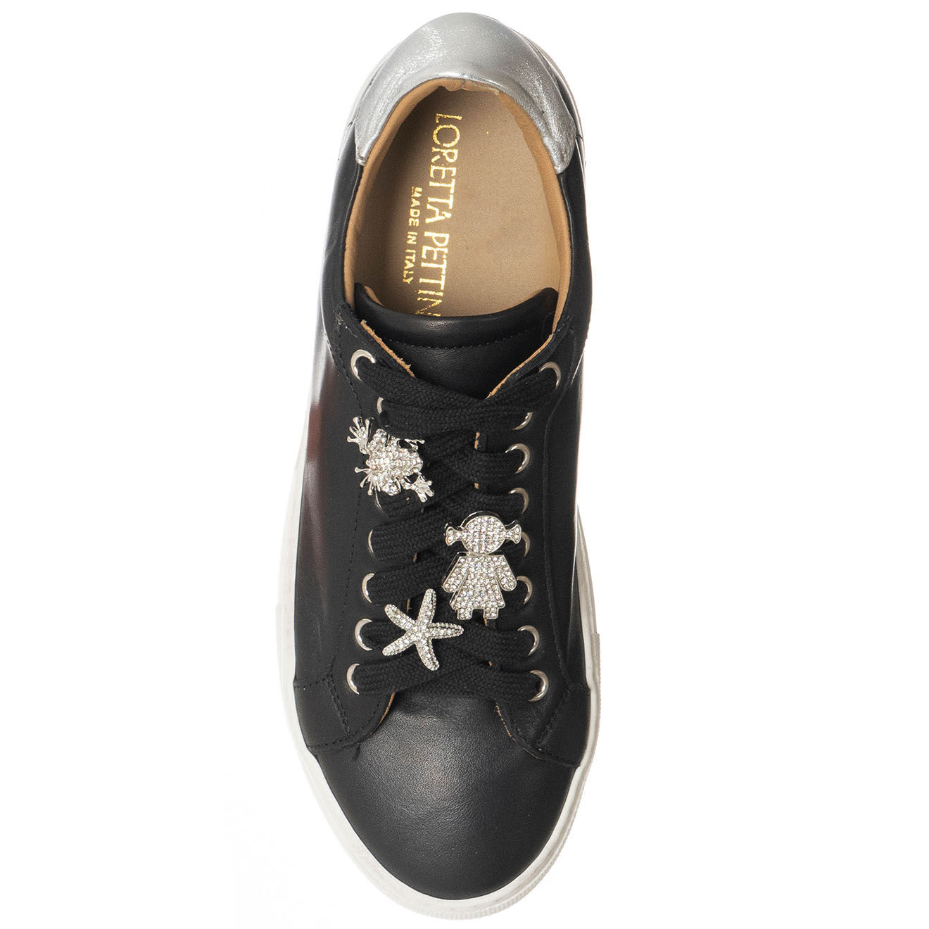 Loretta Pettinari Sneakers en Cuir Neila noires - Plateforme 3.5 cm