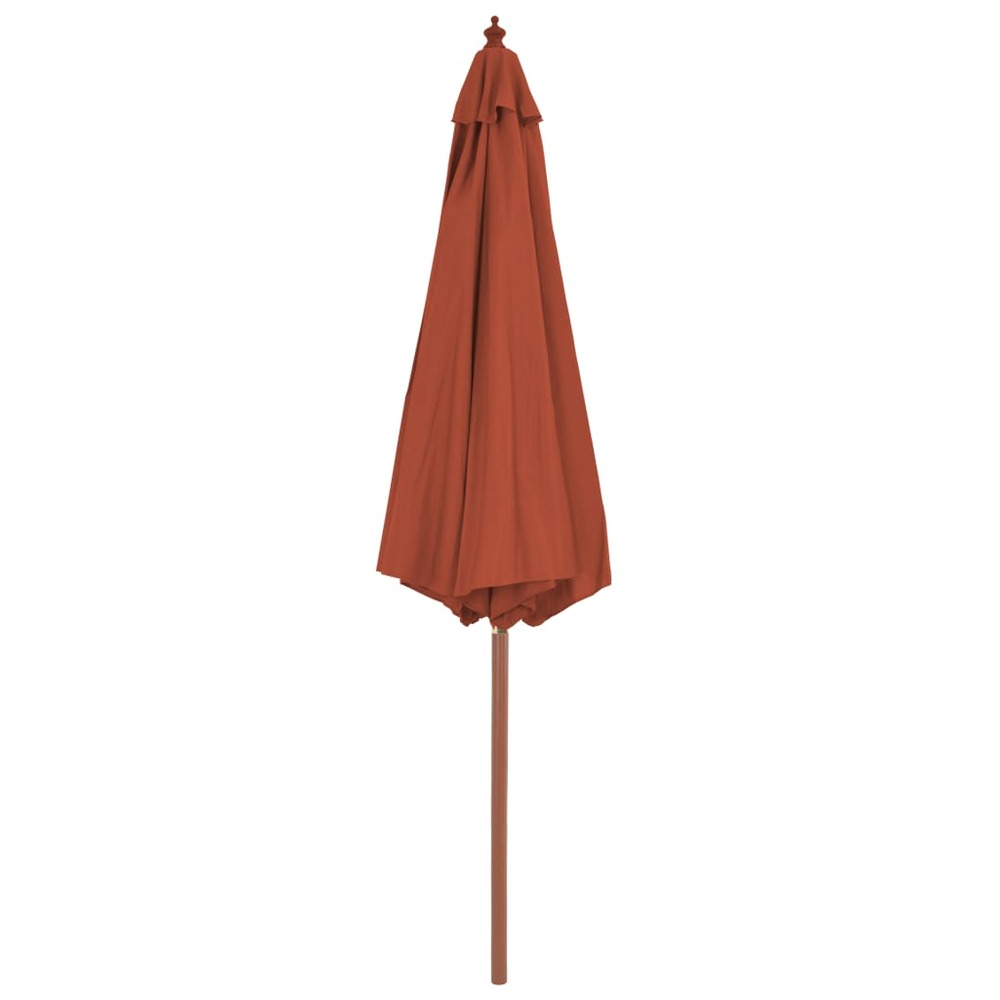 Parasol d'extérieur avec mât en bois 300 cm terre cuite
