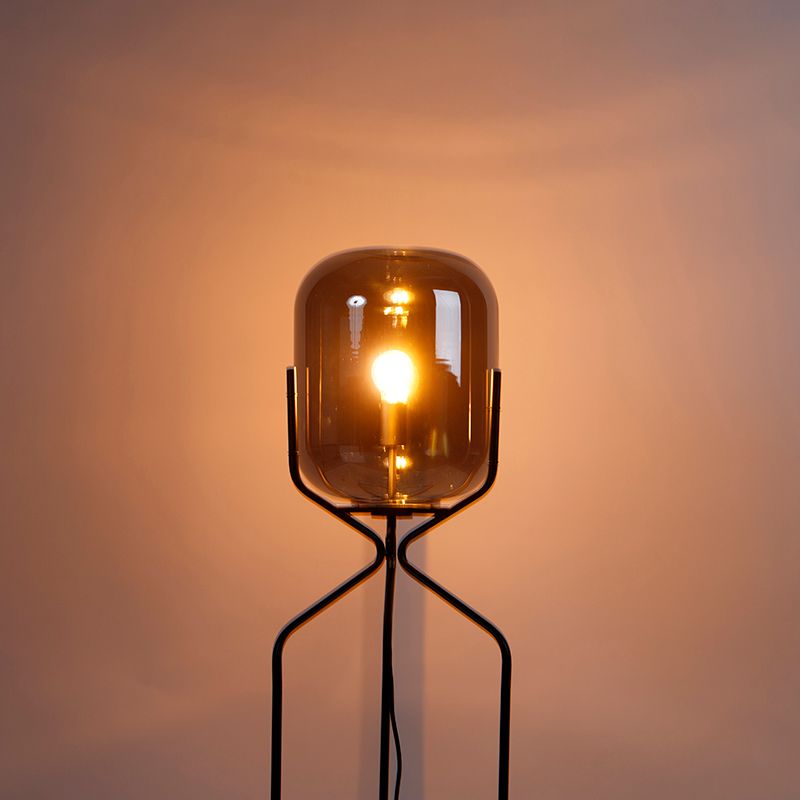 Smart vloerlamp zwart incl. WiFi A60 smoke glas - Bliss