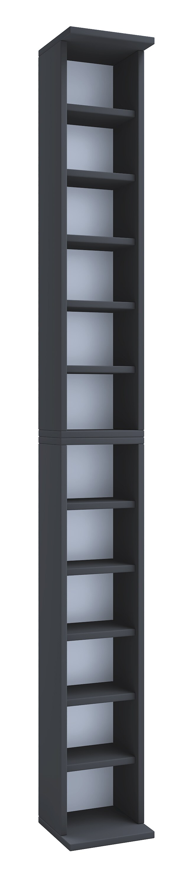 VCM CD Regal Holz Bigol | platzsparender CD Schrank für 204 CDs oder 72 DVDs | Maße: H. 180 x B. 21 x T. 20 cm | Elegantes DVD Regal stehend | Blu ray Regal | CD Regal