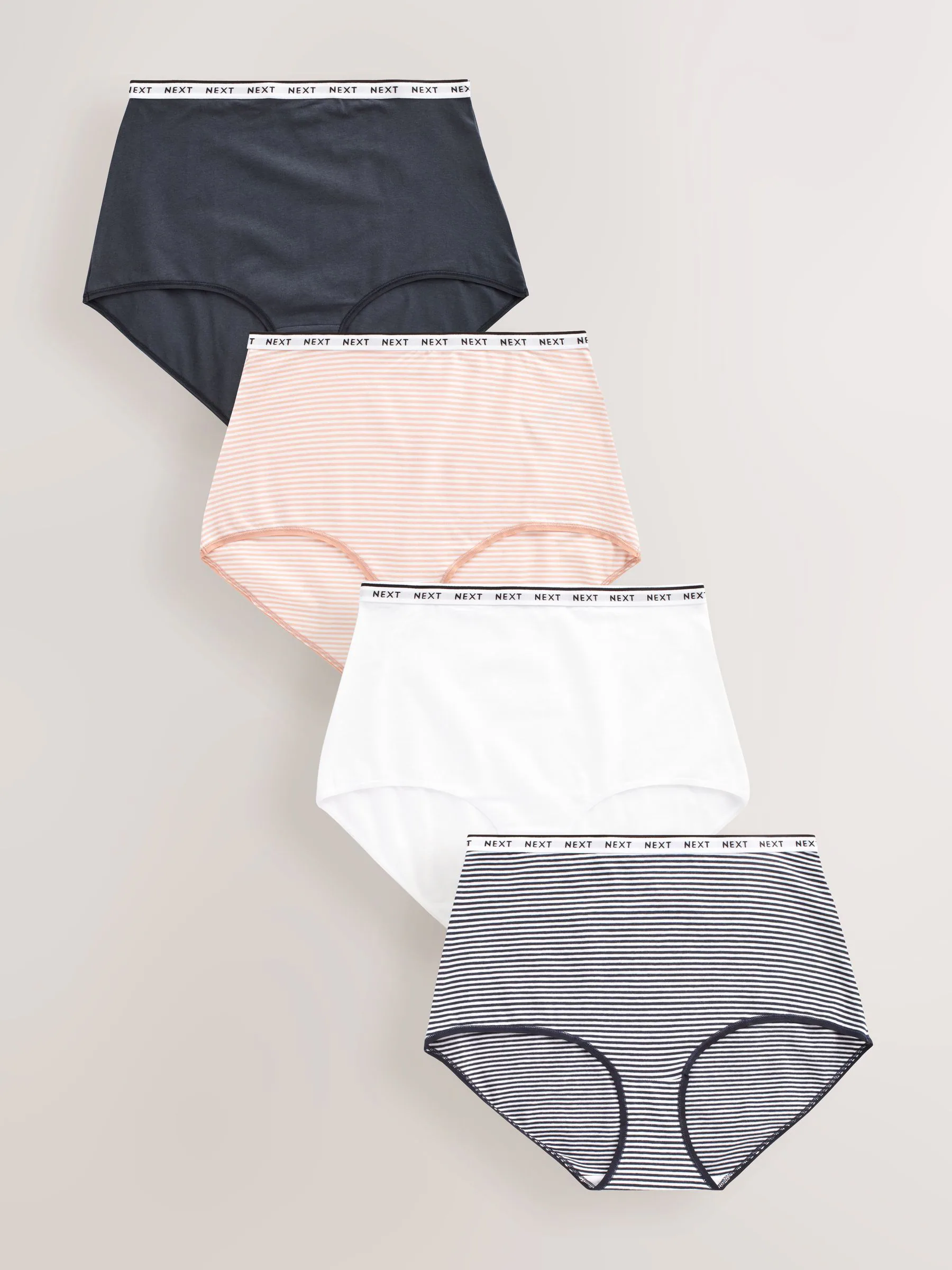 Roze/blauw gestreept - 4 Katoenen slipjes met logotailleband