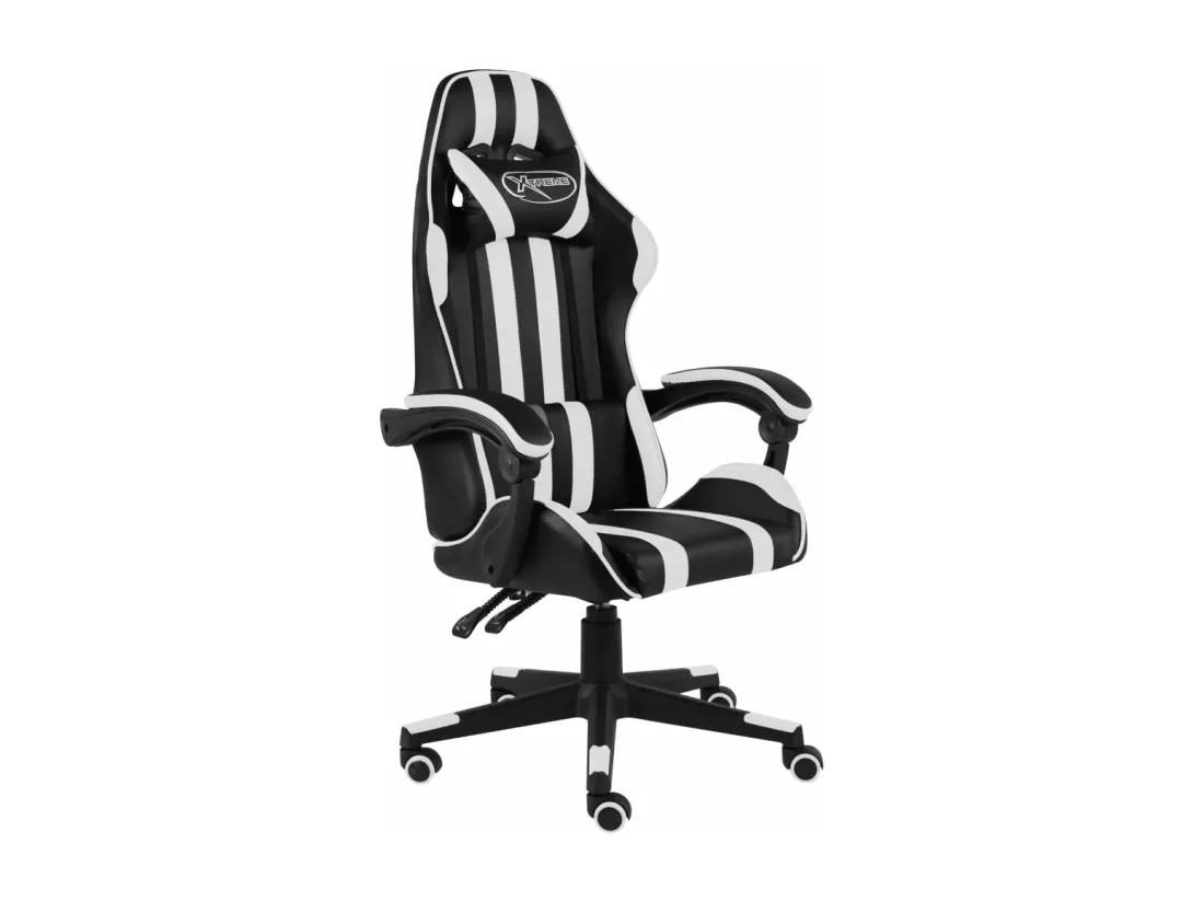 Fauteuil de jeux vidéo Noir et blanc Similicuir
