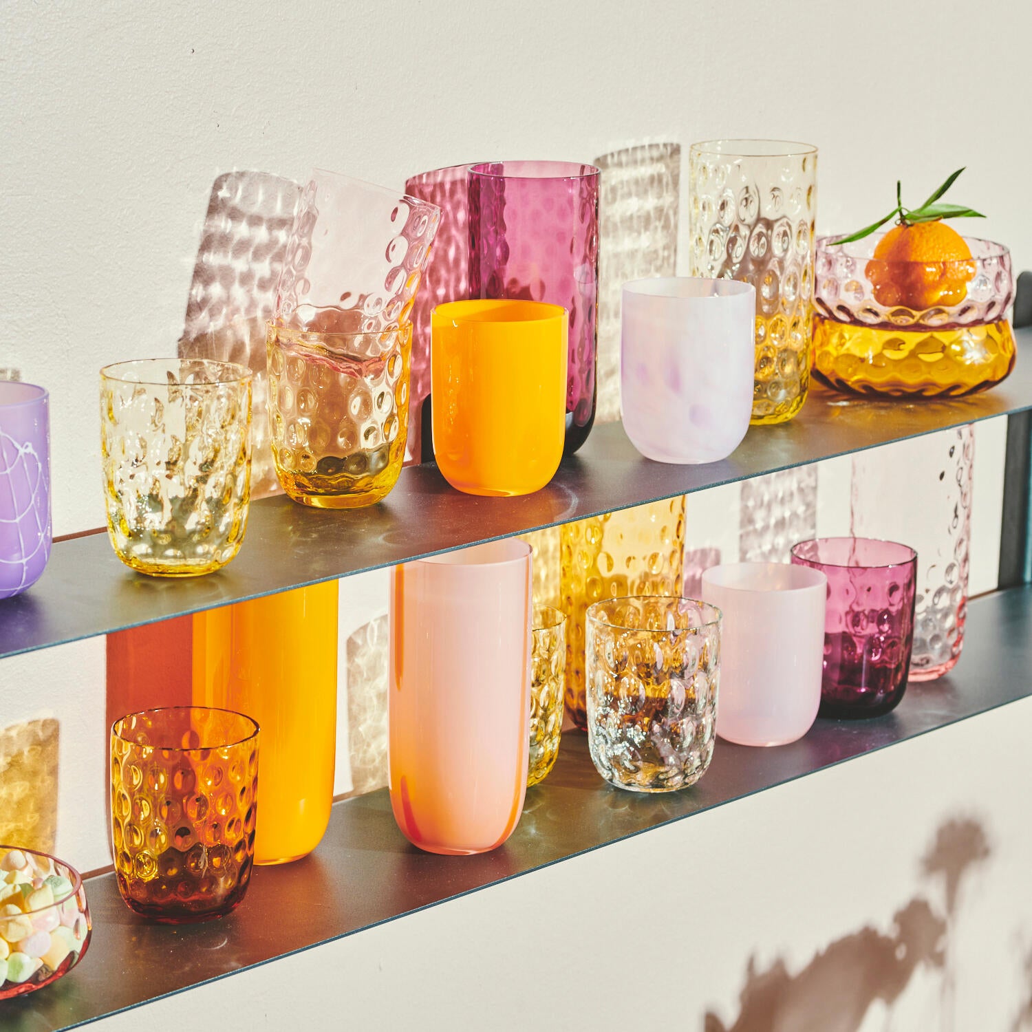 Kodanska  Flow Longdrink glas, Pink/Red Stripes - 40 cl.