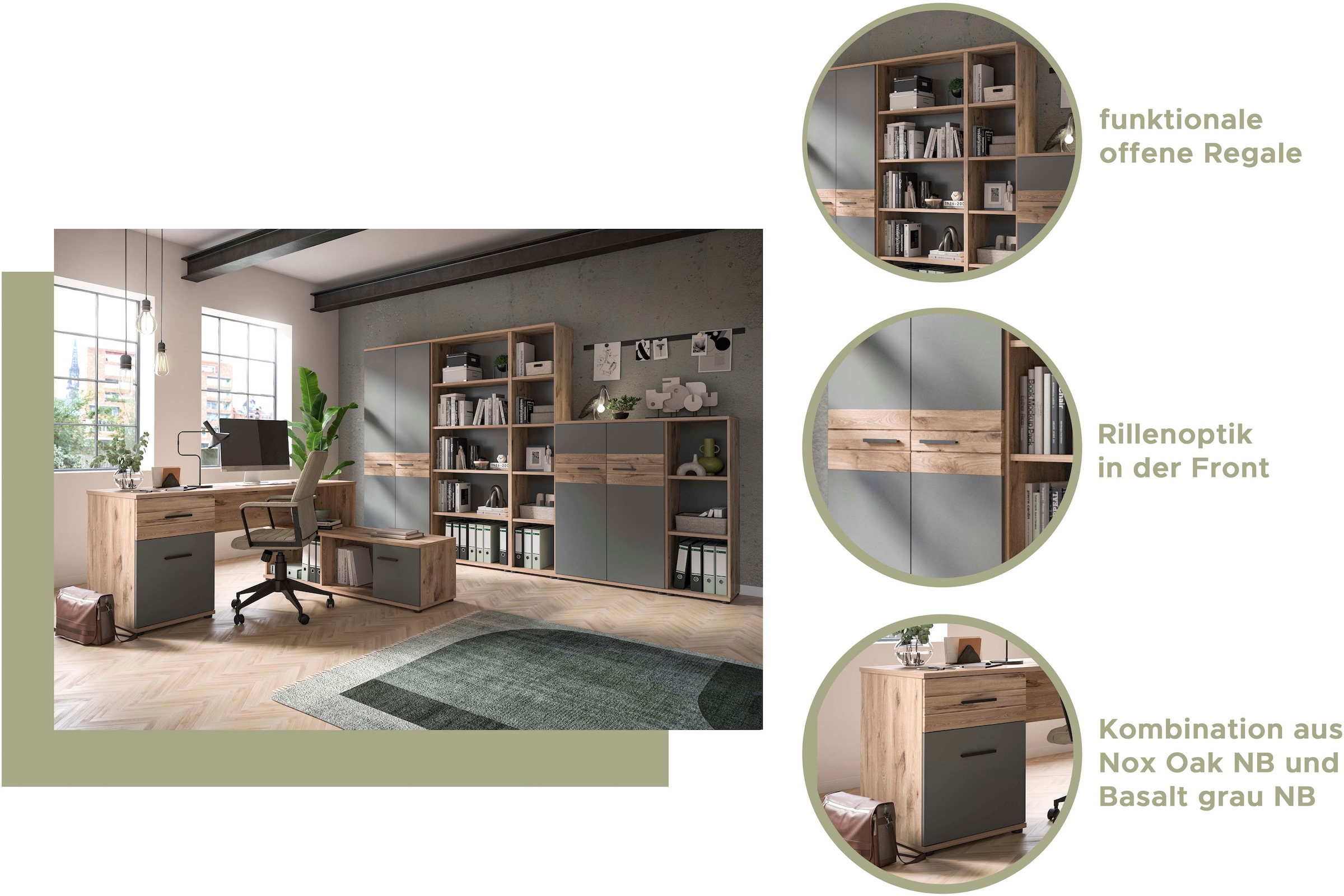 INOSIGN Aktenregal »Riga, Höhe 122 cm, 3 Fächer« Regal, Büroregal, Büroschrank, Aktenschrank, Stauraumregal