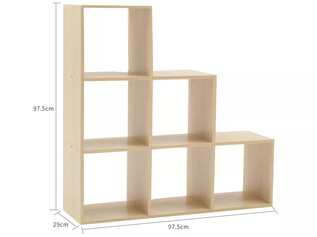 Etagère Bibliothèque Stockage 6 Niveaux Marron Bois 97,5x97,5x29