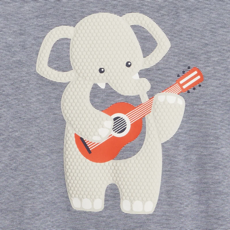 T-shirt rayé éléphant en relief bleu bébé garçon Bleu
