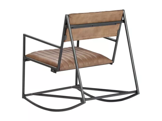 Chaise à bascule Marron clair Cuir véritable