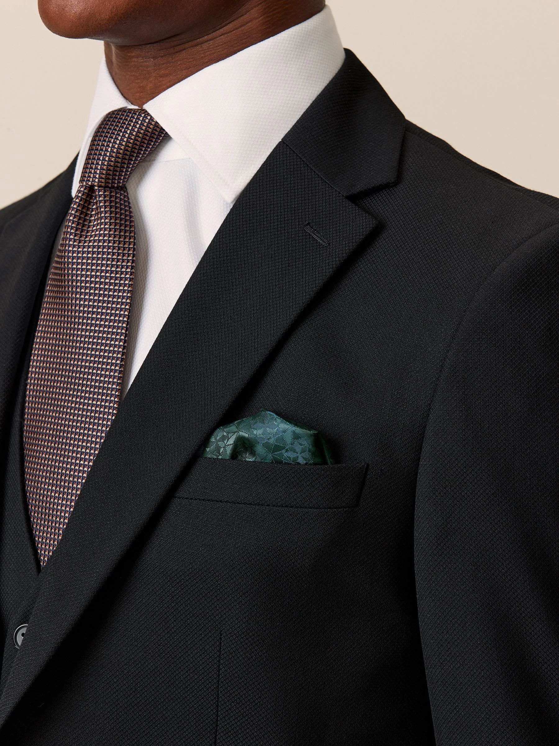 Zwart - Slim Fit - Kostuum met textuur: colbert