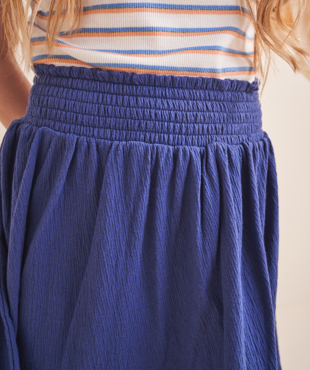 JUPE FILLE EN MAILLE ET FIBRES RECYCLÉES BLEU AVEC SHORT