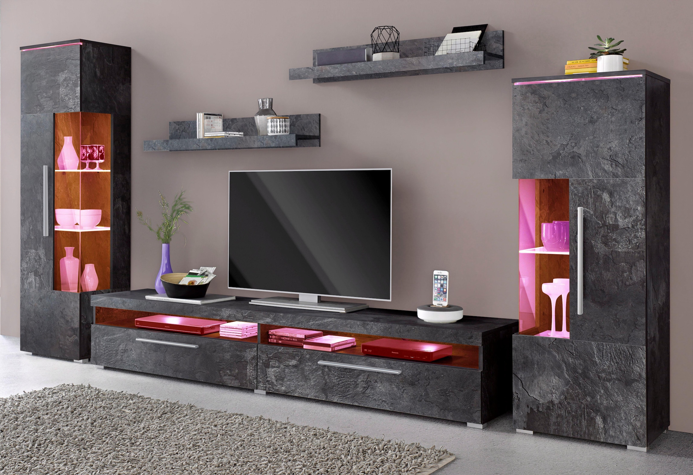 INOSIGN Wohnwand »India,Breite 290cm moderne Mediawand ohne Beleuchtung« 5 Stk. tlg.