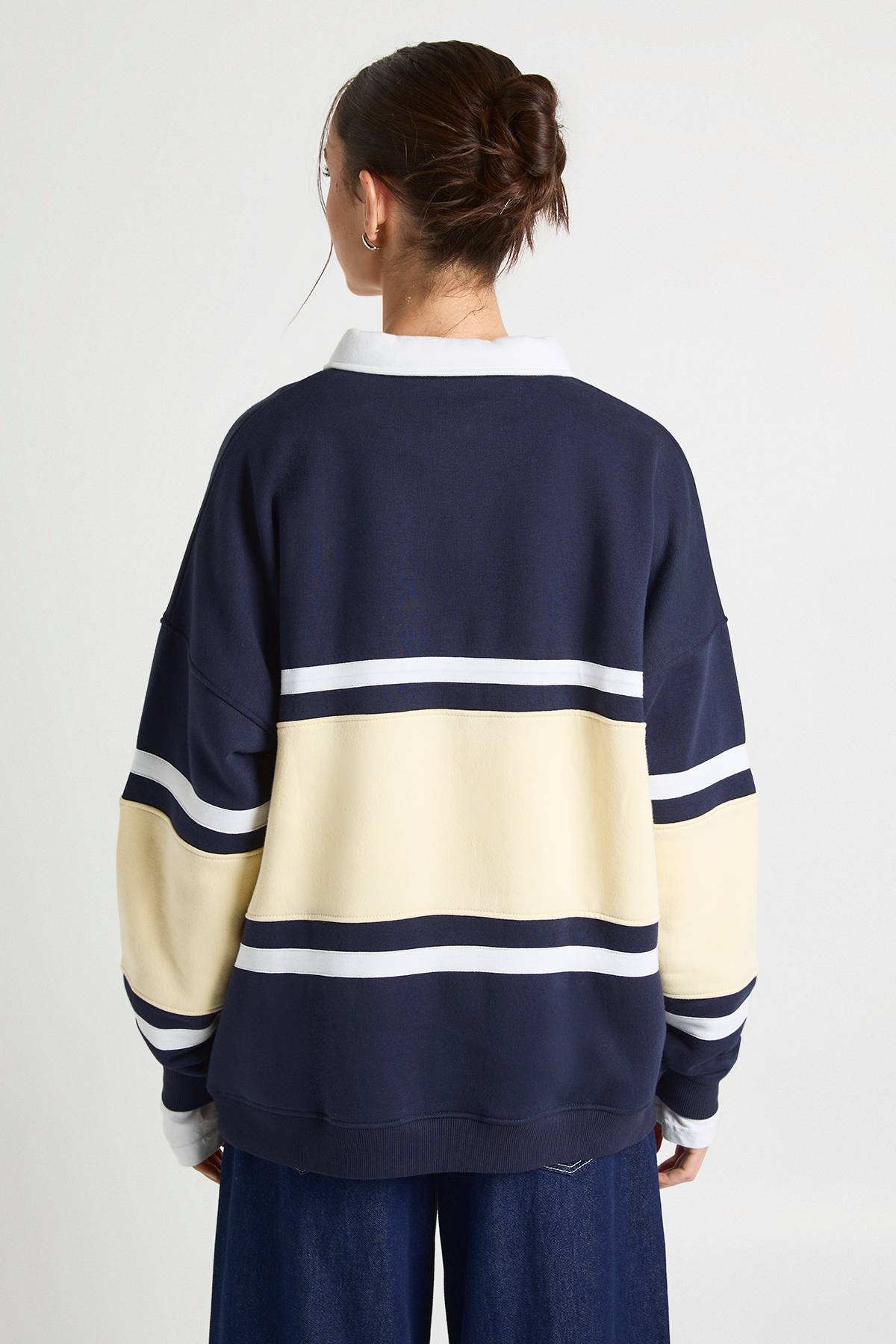 boohoo Sweat-shirt Rugby Surdimensionné à Rayures