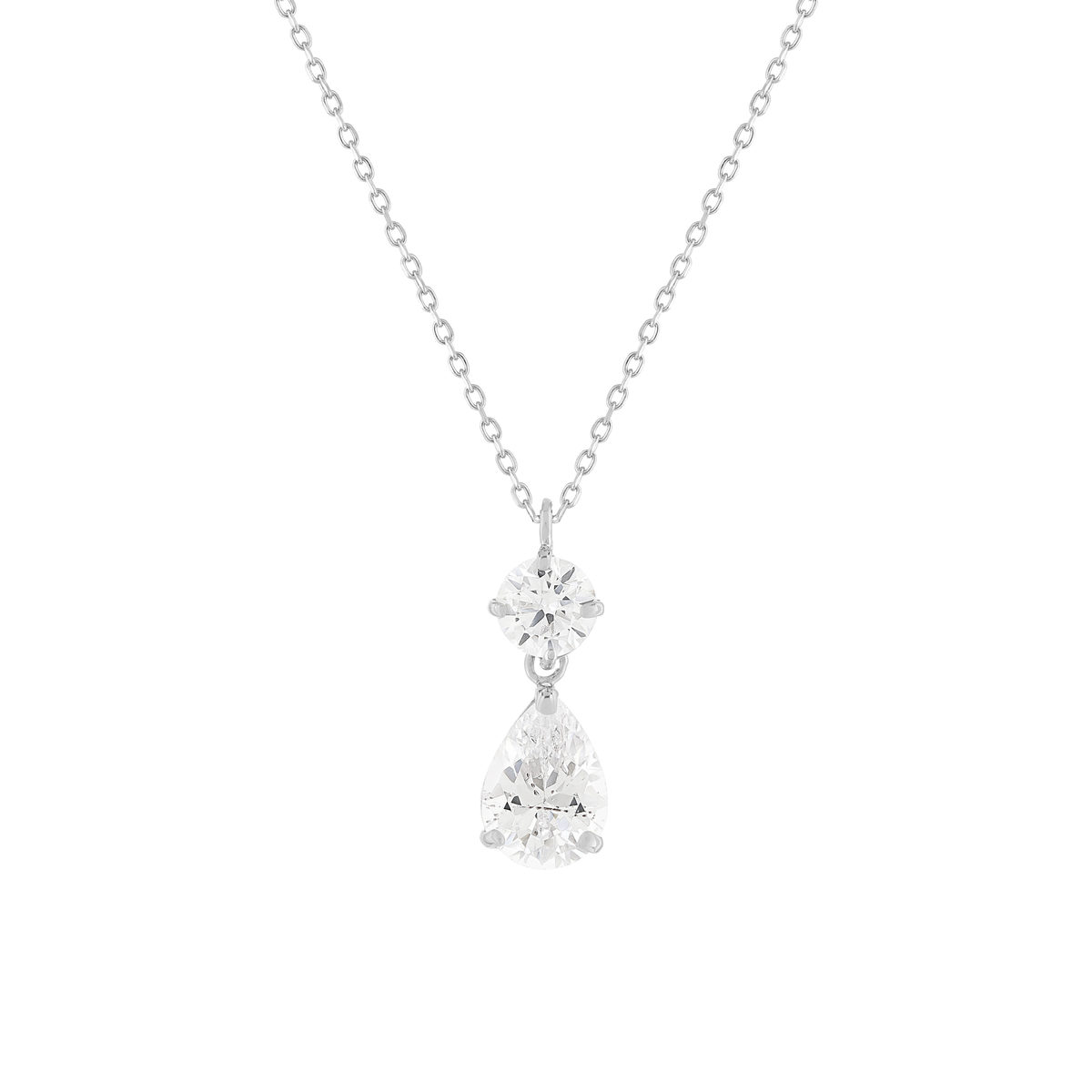 Collier or 375 blanc zirconias blancs 45 cm