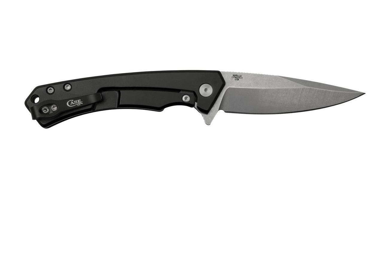 Case The Marilla, Black Anodized Aluminum, CPM 20CV, Black G10 Inlay, 25884 zakmes