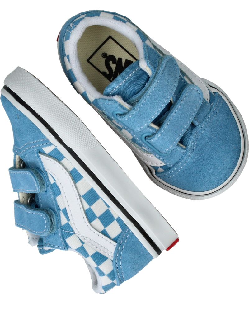 Vans Old Skool V Color theory Checkerboard Sneakers Blauw Meisjes Jongens