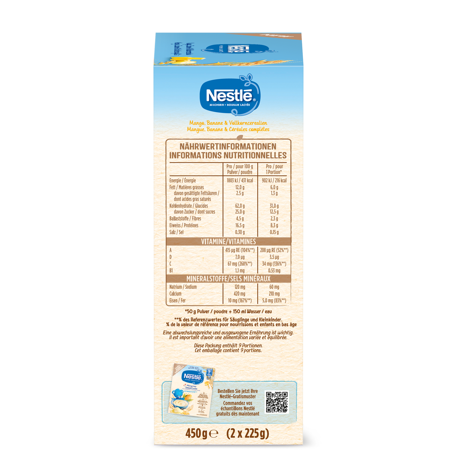 NESTLE Milchbrei<br>450 g, Pulver, Mango Banane & Vollkorncerealien 6 Monate