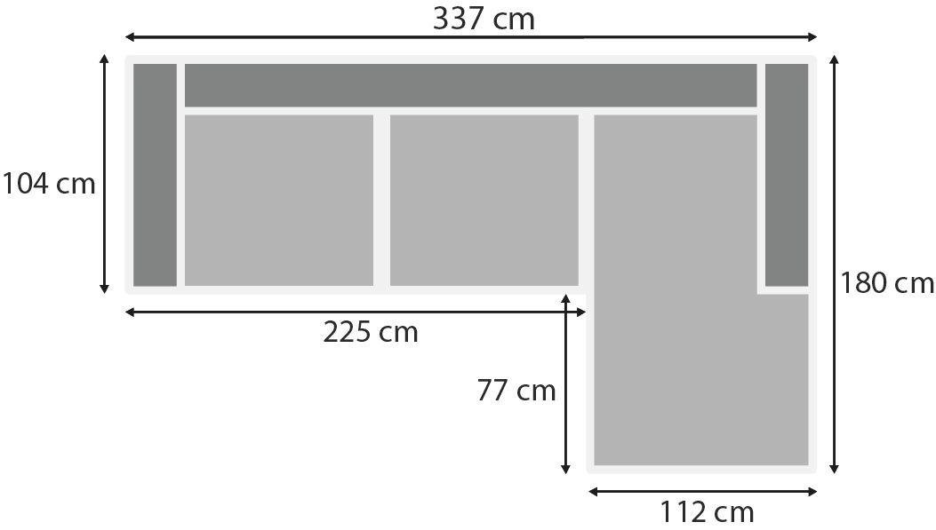 Loungebank stof Miami 01 Napels B365 x D180 x H87 cm